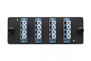 Комплект планка Q-SLOT с 4 адаптерами LC OS2 монтаж. шнуры КДЗС Eurolan 38M-S2-4L-04BL
