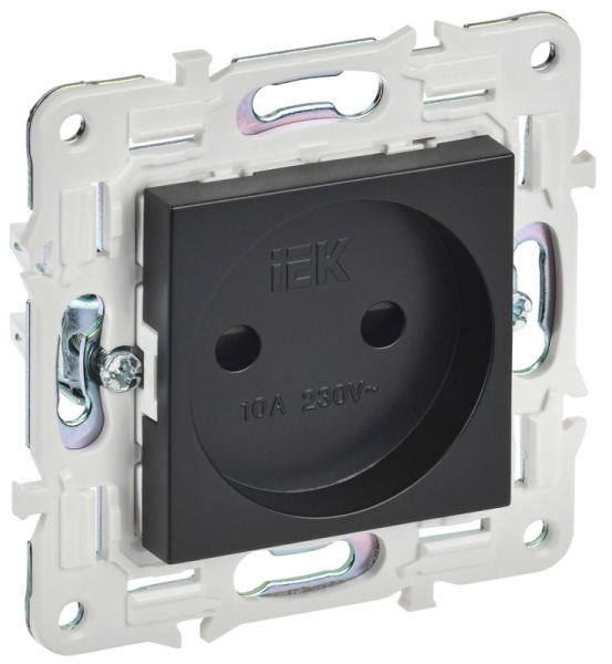 Розетка SKANDY 10А без заземл. защ. шторки SK-R01Bl черн. IEK SK-R13-10-K02