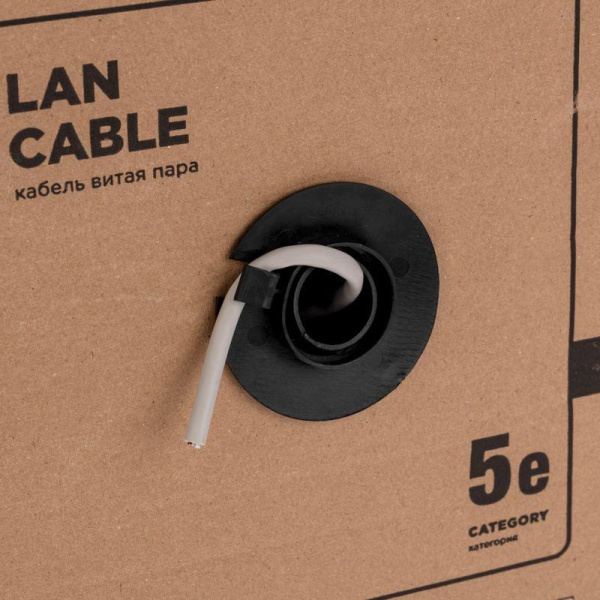 Кабель витая пара F/UTP кат.5e 4PR 24AWG solid PE OUTDOOR черн. (уп.305м) РФ Rexant 01-0146-R