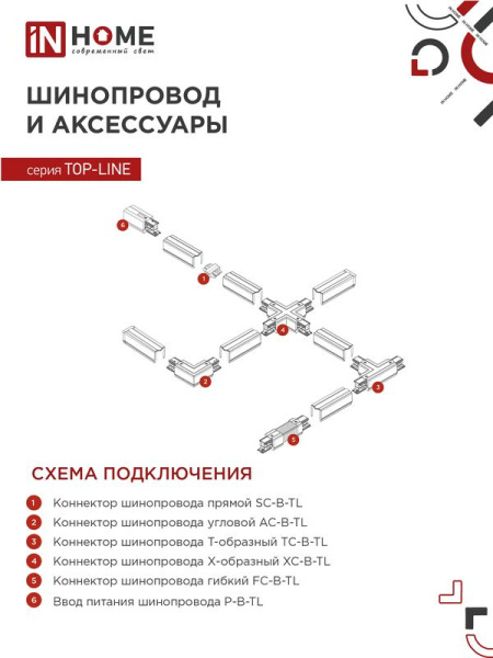 Светильник трековый TOP-LINE TR-GU10-TL 7RW GU10 230В круг под лампу бел. IN HOME 4690612043043