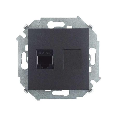 Розетка компьютерная RJ45 кат.5E AMP графит Simon 1591551-038