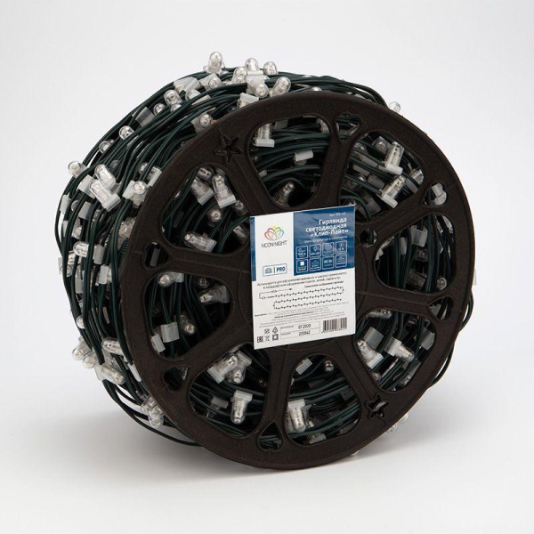 Гирлянда светодиодная "LED ClipLight" шаг 15см 665LED бел. 80Вт 12В IP65 эффект мерцания flashing бел. (уп.100м) Neon-Night 325-145