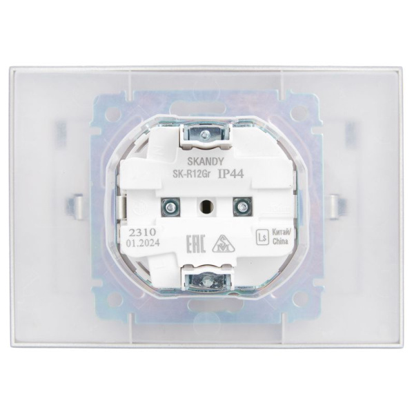 Розетка 2-м SKANDY 16А IP44 с крышкой в сборе SK-R12Gr сер. IEK SK-R26-16-44-K03-F