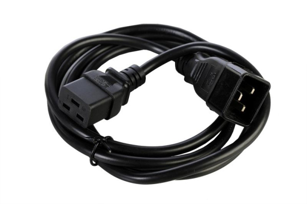 Шнур питания R-16-Cord-C19-C20-3 C19-C20 16А 220В проводник. 3х1кв.мм 3м черн. Rem 1362015