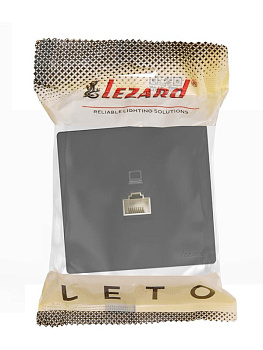 Розетка компьютерная.1-м ОП RJ45 LETO черн. бархат LEZARD 752-4200-139
