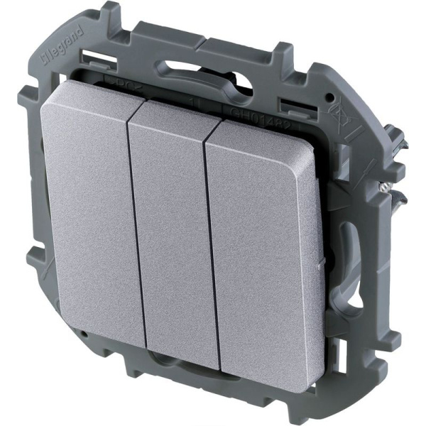 Выключатель 3-кл. Inspiria 20А IP20 250В 10AX механизм алюм. IEK 673642