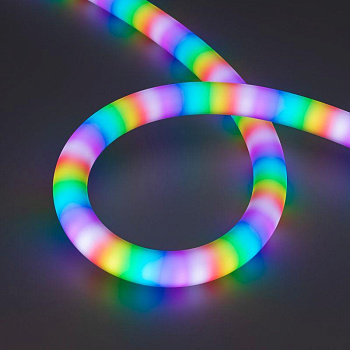 Лента светодиодная SPI MOONLIGHT-BLACK-SIDE-G180-D25mm 12V RGB-PX2 21.6Вт/м IP65 wire x1 боков. вывод кабеля герметичная (уп.5м) Arlight 044974