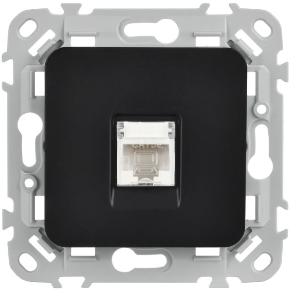 Розетка компьютерная СП FLITE РК5е-1-0-ФлЧ RJ45 кат.5E UTP механизм черн. IEK FI-K12-1-K02