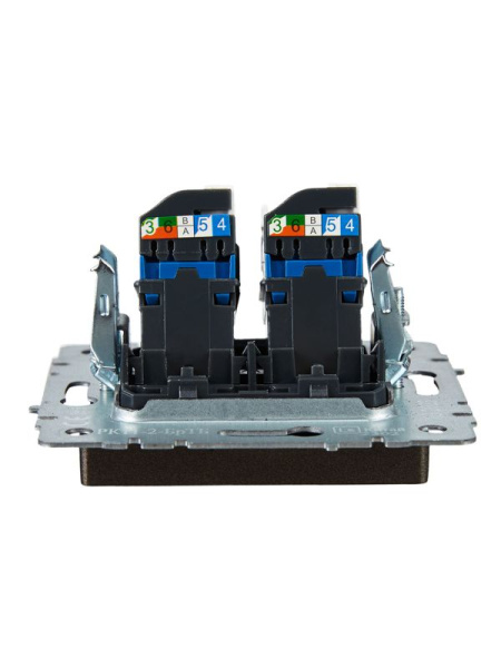 Розетка компьютерная двойн. СП RJ45 кат.6 BRITE РК11-2-БрТБ механизм бронза IEK BR-K20-2-K45