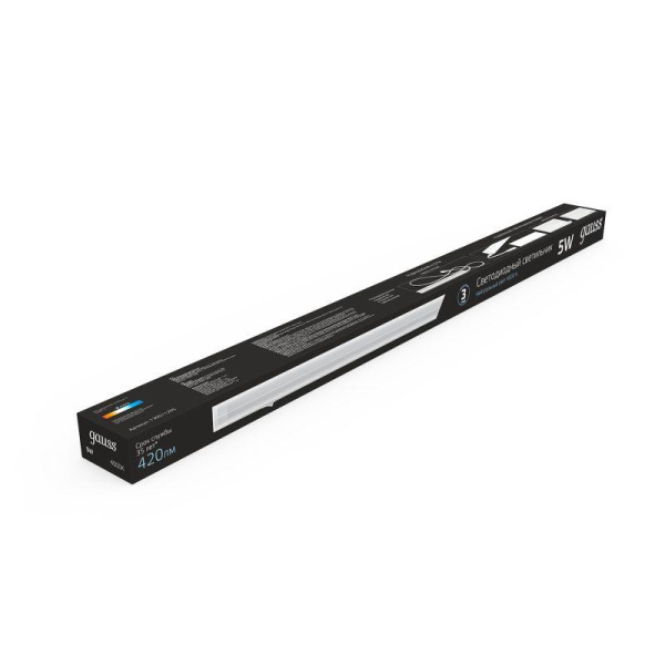 Светильник светодиодный Black 5Вт 4000К IP20 420лм 170-264В 312х22х37мм ДВО линейный накладной бел. GAUSS 130511205