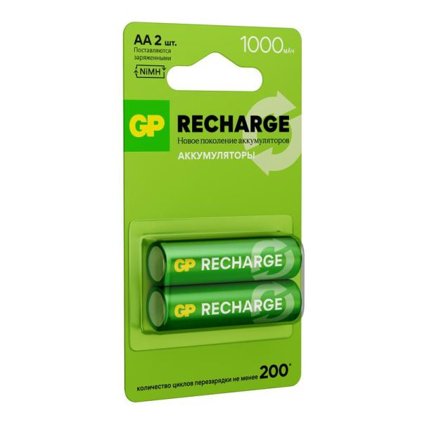 Аккумулятор AA/HR6 RECHARGE 1.2В 1000мА.ч 100AAHCV-2CRSBC2 16/96 (блист.2шт) GP 20252