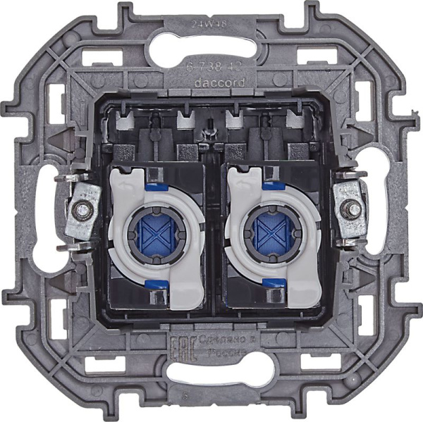 Розетка компьютерная 2-м Inspiria RJ45 кат.6 UTP механизм алюм. IEK 673842