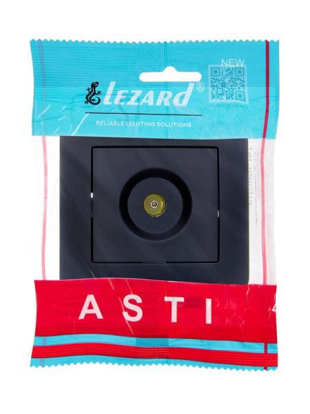 Розетка телевизионная проходная TV СП ASTI IP20 в сборе черн. бархат LEZARD 7081-4242-129