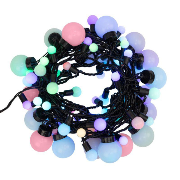 Гирлянда светодиодная "Мультишарики" 10м d17.5мм d23мм d45мм 80LED RGB 10Вт 220-240В IP65 провод ПВХ черн. Neon-Night 303-589