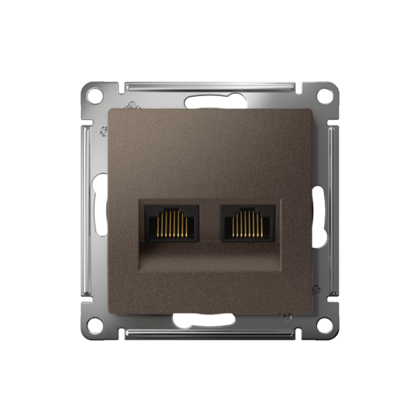 Розетка компьютерная 2-м AtlasDesign RJ45 кат.5E механизм мокко SE ATN000685