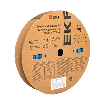 Трубка термоусадочная ТУТ нг 40/20 син. (уп.50м) EKF tut-40-g