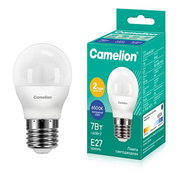 Лампа светодиодная LED7-G45/865/E27 7Вт шар матовая 6500К холод. бел. E27 220В Camelion 12647