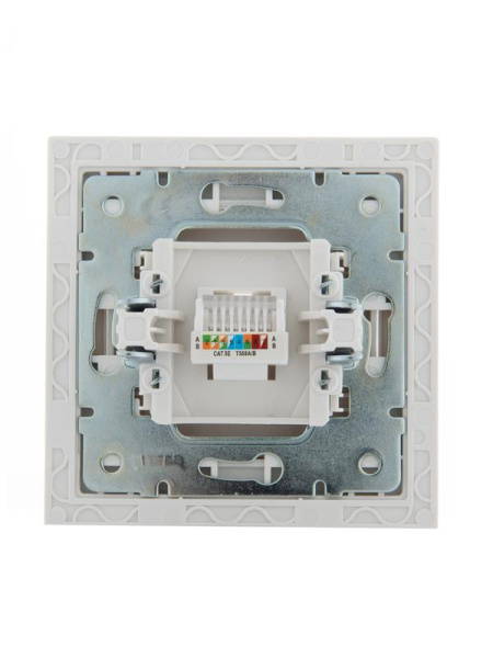 Розетка компьютерная 1-м СП Rain RJ45 с зол. боковой вставкой бел. LEZARD 703-0226-139