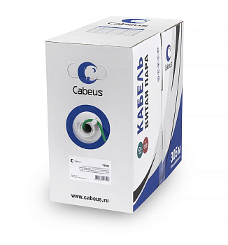 Кабель витая пара U/UTP кат.5E 4х2х24AWG solid PVC нг(А)-LS UTP-4P-Cat.5e-SOLID-GN зел. (уп.305м) Cabeus 7250c