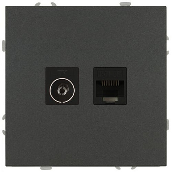 Розетка комбинированная СП Galaxy RJ45 + TV 16А IP20 250В графит 15-3110-06 Эра Б0070786