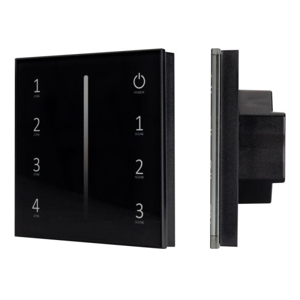 Панель сенсорная SMART-P17-DIM 230В 4 зоны 2.4G IP20 пластик черн. Arlight 028129