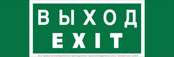 Знак безопасности NPU-3413.E24 "Выход-EXIT" Белый свет a16530