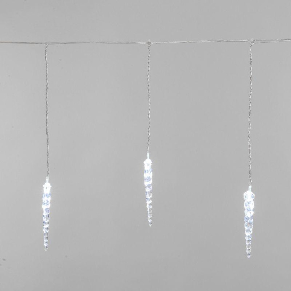Гирлянда светодиодная "Айсикл" (бахрома) "Сосульки" 1.5х0.25м 10LED бел. 0.51Вт IP20 провод прозр. Neon-Night 303-068