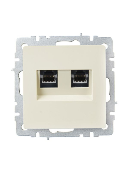 Розетка компьютерная двойн. СП RJ45 кат.6 BRITE РК11-2-БрКр механизм беж. IEK BR-K20-2-K10