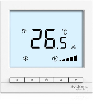Термостат комнатный цифровой для 4тр 3ск FCU и 2-х поз. клап. 1UI 5DO Modbus ~220В BS бел. SE RTF4IML