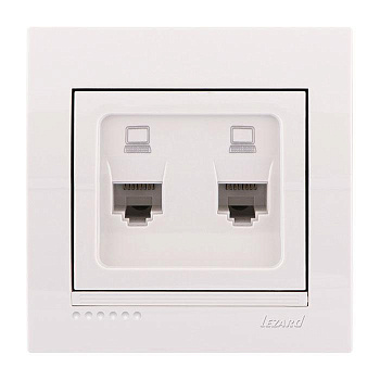 Розетка компьютерная 2-м СП Deriy RJ45 бел. LEZARD 702-0202-141