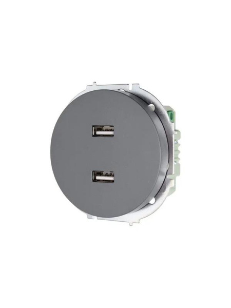 Розетка 2-м СП OSEN USB разъем механизм сер. матов. LEZARD 743-7488-192