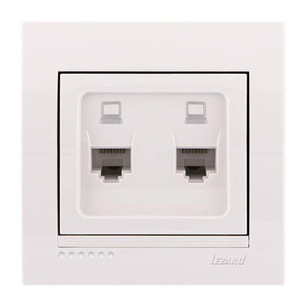Розетка компьютерная 2-м СП Deriy RJ45 бел. LEZARD 702-0202-141