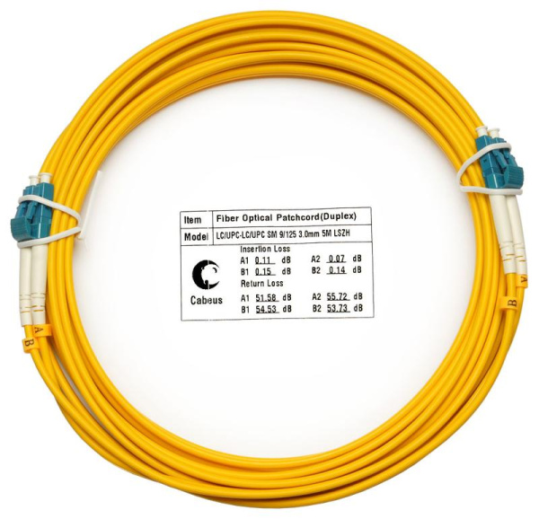 Шнур оптический FOP(d)-9-LC-LC-5m duplex LC-LC 9/125 sm 5м LSZH Cabeus 7346c