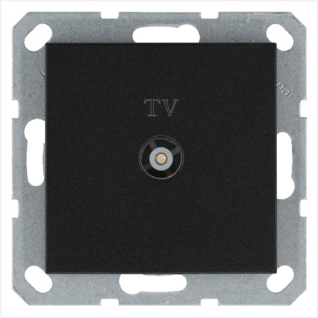 Розетка телевизионная оконечная TV Ф9.5мм механизм антрацит Jasmart G6001B