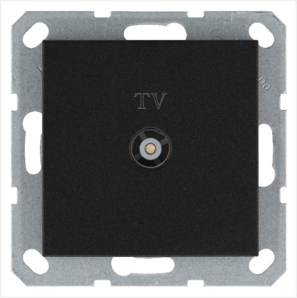 Розетка телевизионная оконечная TV Ф9.5мм механизм антрацит Jasmart G6001B