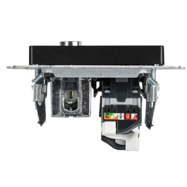 Розетка компьютерная + телевизионная 2-м Brite РТВ/РК12-БрЧ RJ45 кат.5E + TV механизм черн. IEK BR-AK20-1-K02