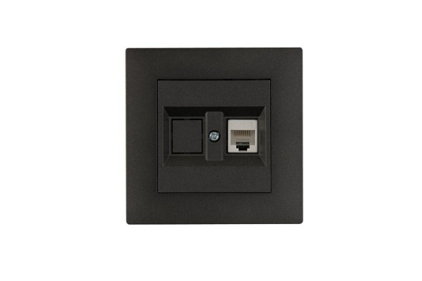 Розетка компьютерная CAT 5+гнездо Karea RIZZ STAR дым. металлик Makel 88050035