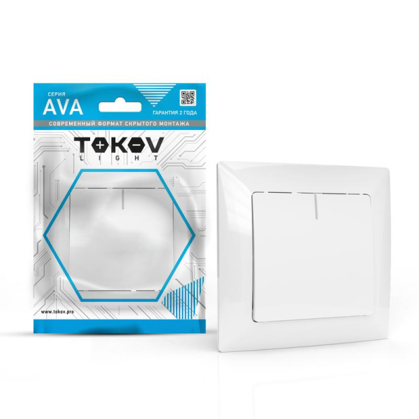 Выключатель 1-кл. СП AVA 10А IP20 с индикатором в сборе бел. TOKOV ELECTRIC TKL-AV-V1IF-C01