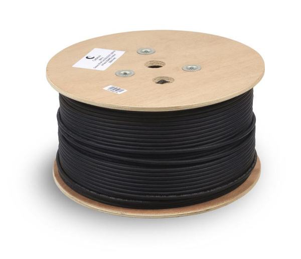 Кабель витая пара SF/UTP кат.5E 4х2х24AWG solid LSZH-UV OUTDOOR LSZH-UV SFTP-4P-Cat.5e-SOLID-OUT-LSZH-UV черн. (уп.305м) Cabeus 7472c