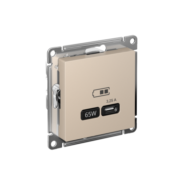 Розетка USB AtlasDesign тип C 65Вт высокоскор. ЗУ QC PD механизм песочн. SE ATN001227
