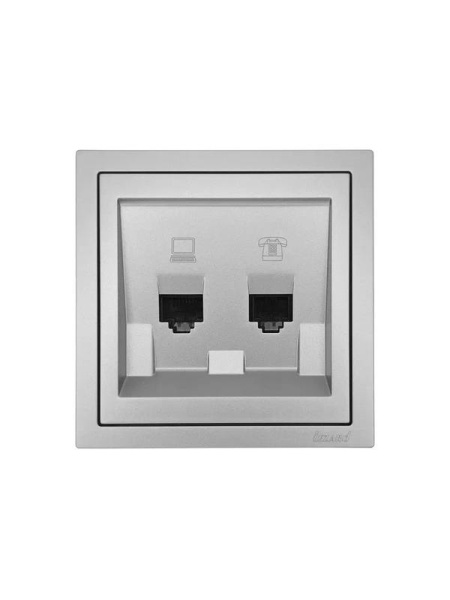Розетка компьютерная + телефонная СП ZIMA IP20 механизм сер. матов. LEZARD 704-7488-143