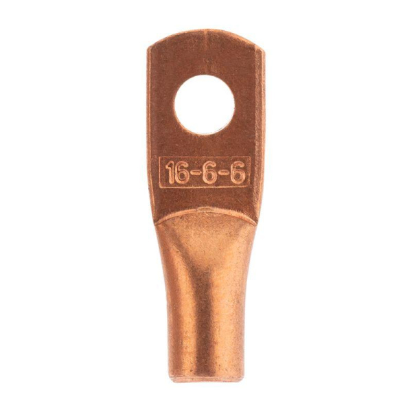 Наконечник медный ТМ 16-6-6 (16кв.мм - d6мм) (уп.5шт) Rexant 07-5310-1