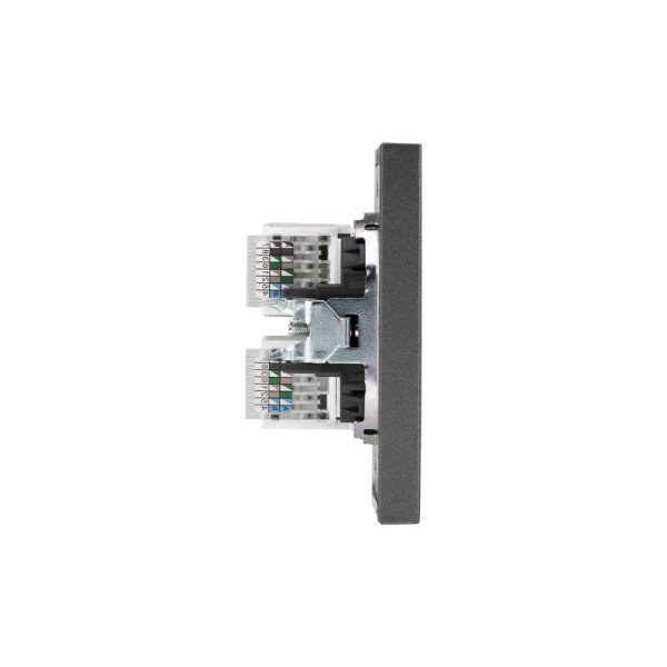 Розетка компьютерная 2-м СП STRONG RJ45 + RJ45 кат.6 IP20 графит Kranz KR-78-0725-6