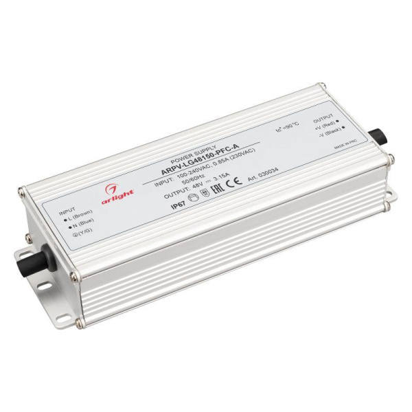 Блок питания ARPV-LG48150-PFC-A 48В 3.15А 150Вт IP67 метал. 5 лет Arlight 030034
