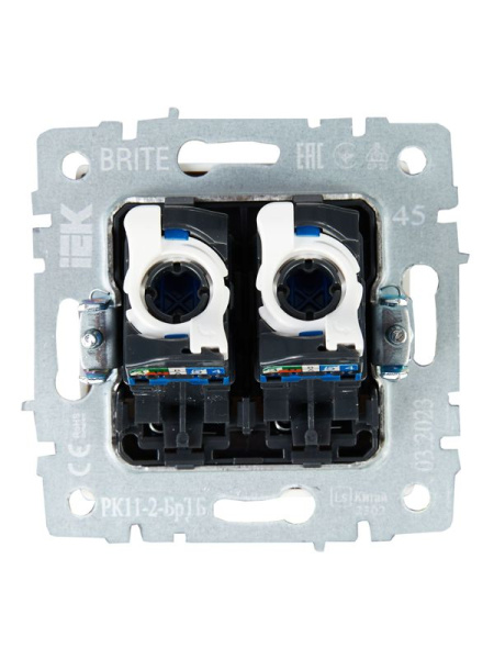 Розетка компьютерная двойн. СП RJ45 кат.6 BRITE РК11-2-БрТБ механизм бронза IEK BR-K20-2-K45