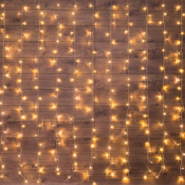 Гирлянда светодиодная "Светодиодный Дождь" 1.5х1.5м LED тепл. бел. свечение с динамикой провод прозр. 230В Neon-Night 235-016