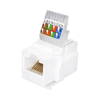 Модуль розеточный Keystone Jack 8P8C RJ-45 UTP кат.5E заделка без инструмента бел. (DIY) SUPRLAN 10-0312-1