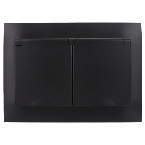 Розетка 2-м SKANDY 16А IP44 с крышкой в сборе SK-R12Bl черн. IEK SK-R26-16-44-K02-F