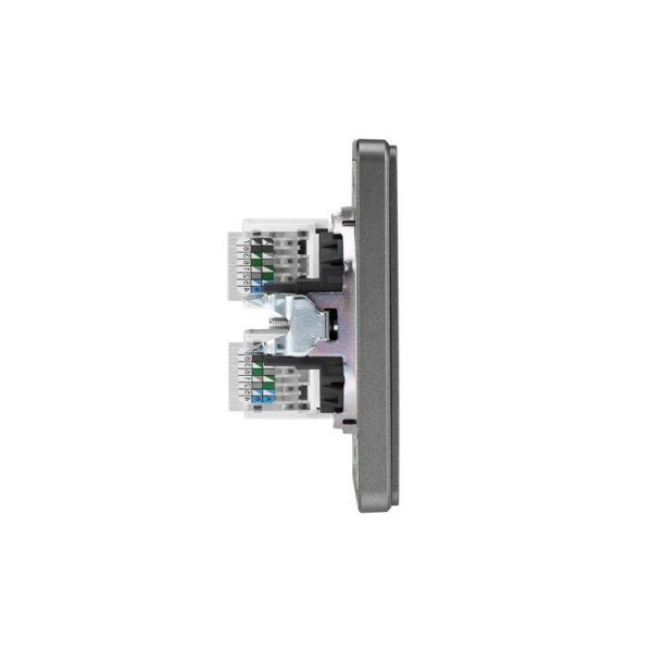 Розетка компьютерная 2-м СП ROUND RJ45 + RJ45 кат.6 IP20 титан Kranz KR-78-0725-2