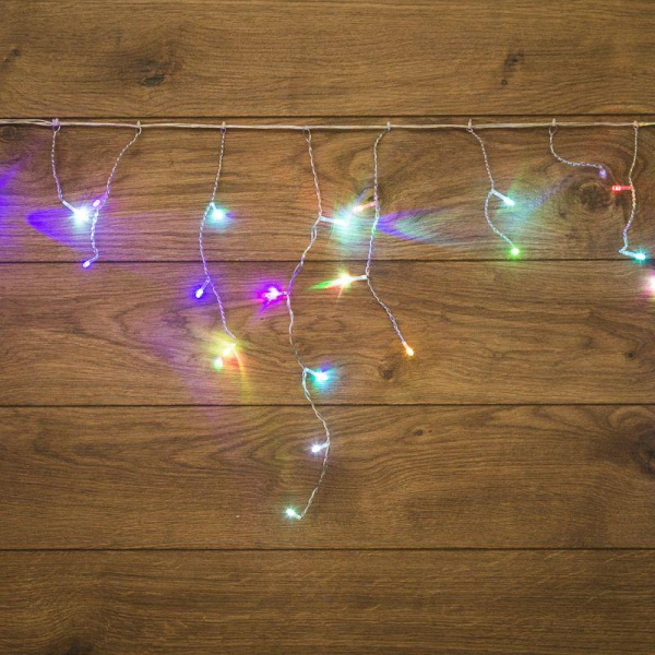 Гирлянда светодиодная "Айсикл" (бахрома) 1.8х0.5м 48LED RGB 4.1Вт 230В IP20 провод прозр. Neon-Night 255-009